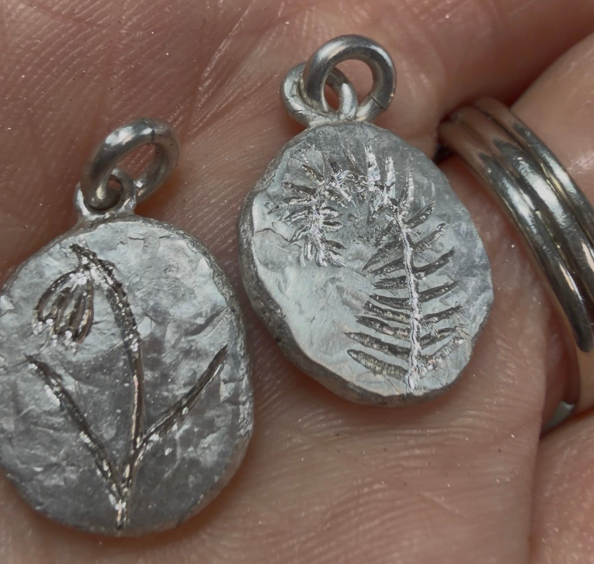 Engraved Botanical Pebble Necklace