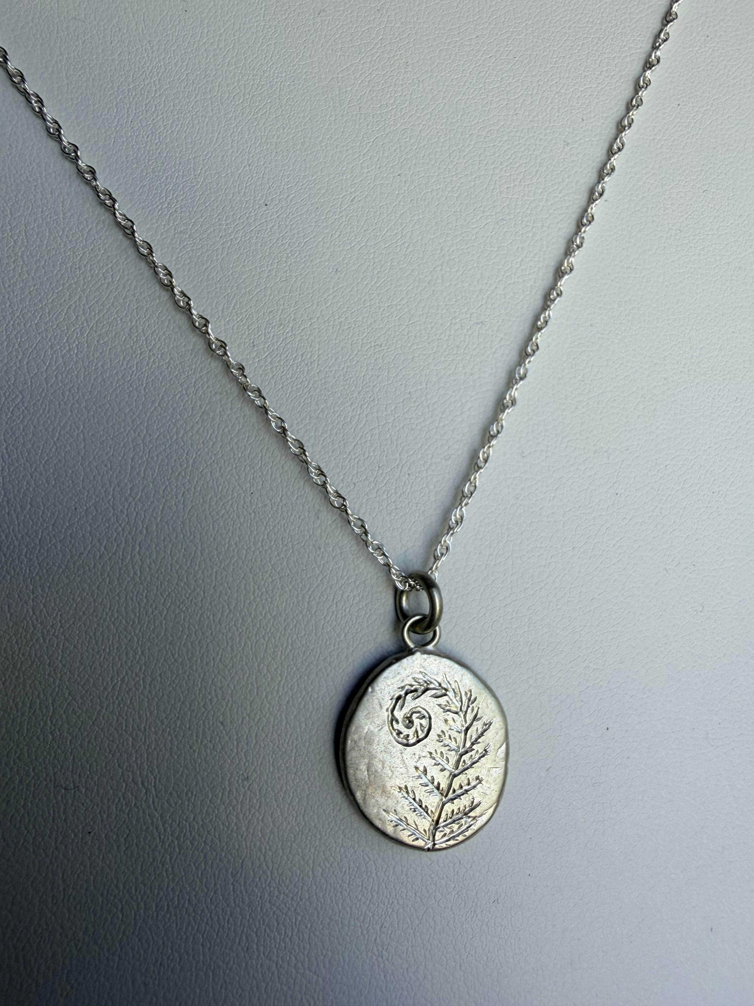 Engraved Botanical Pebble Necklace