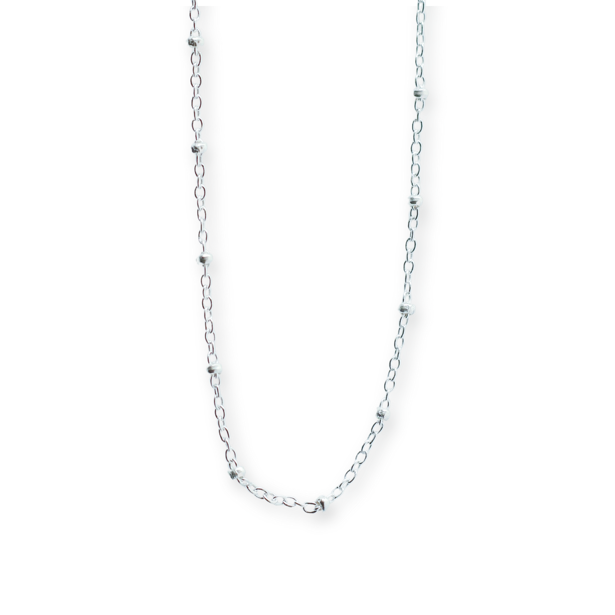 silver beaded chain on transparent background